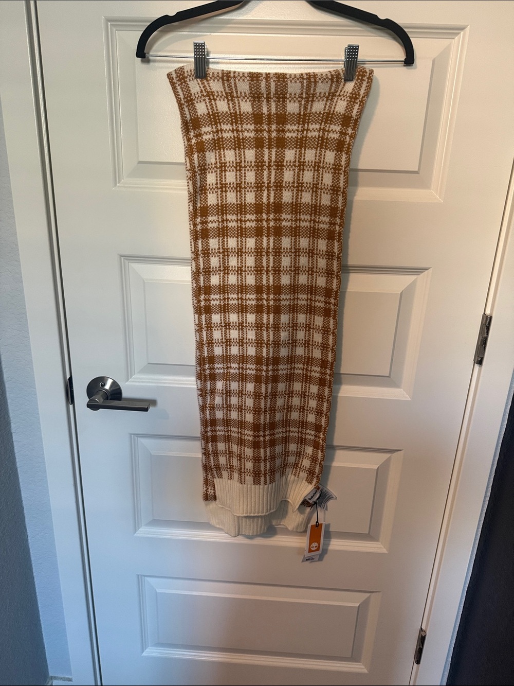 Timberland Cream & Brown Knit Scarf